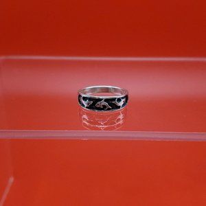 Size 5.25 925 Sterling Silver Triple Dolphin Animals Ring
